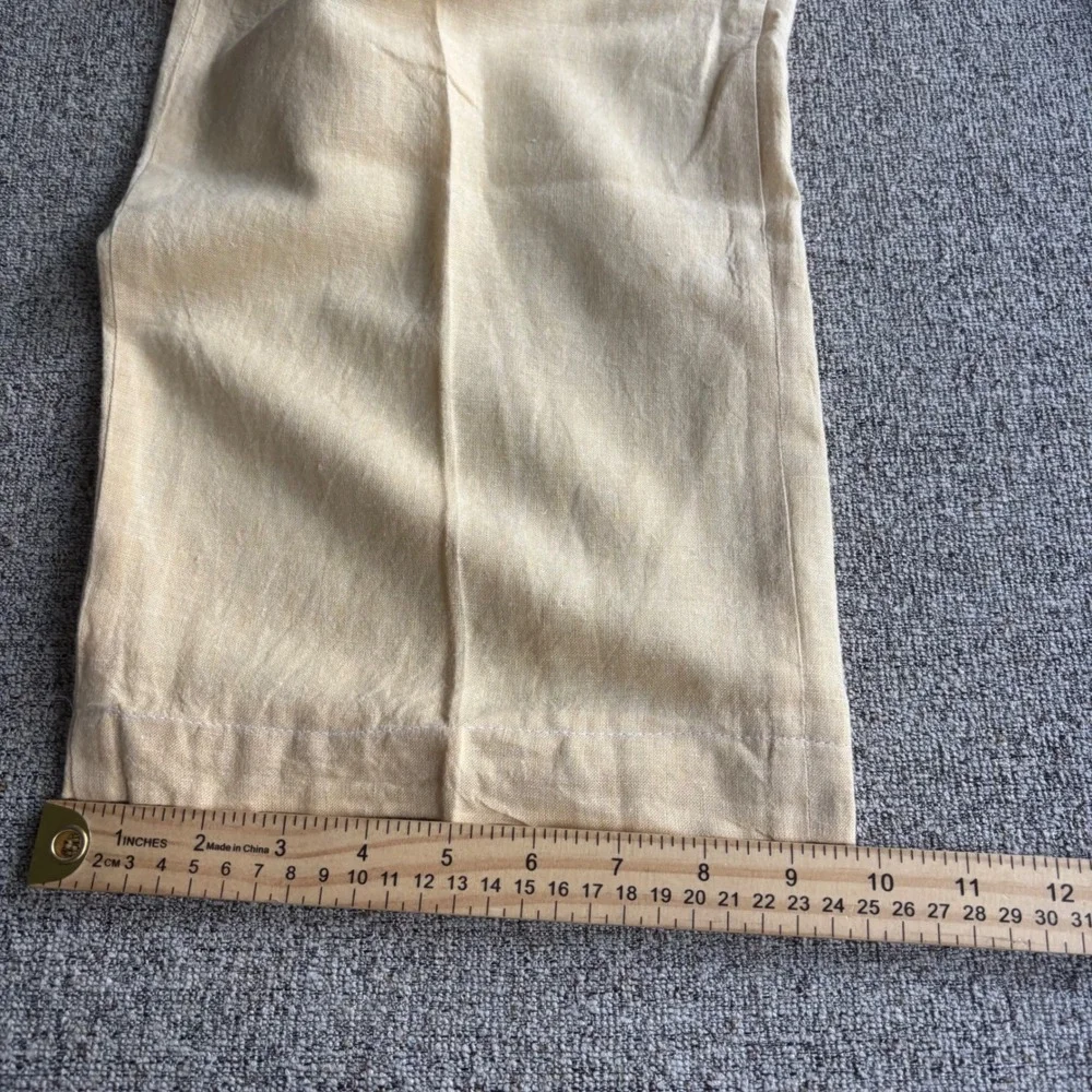 Maxini Linen Pants Mens 36 Pleated Yellow Straight Leg Dress Trousers